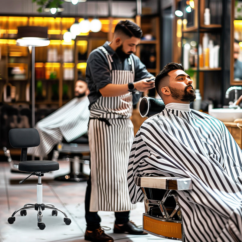 Black Swivel Salon Stool with 360° Rotating Seat and Adjustable Height by HOMCOM