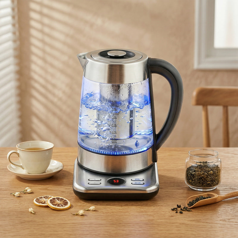 Electric Kettle With Rapid Boil and Keep Warm for Quick Tea and Coffee Silver Tone Homcom