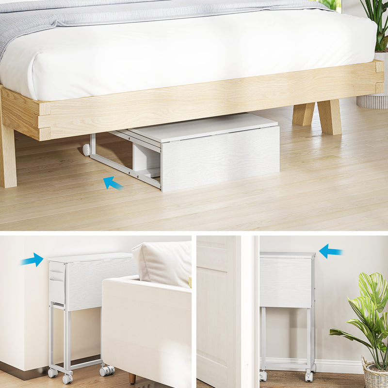 White Drop Leaf Writing Desk 63 cm Compact Space Saving Home Office Workstation