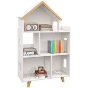 Three Tier Toy Storage Shelf with Six Cubes for Kids Playroom or Bedroom, White
