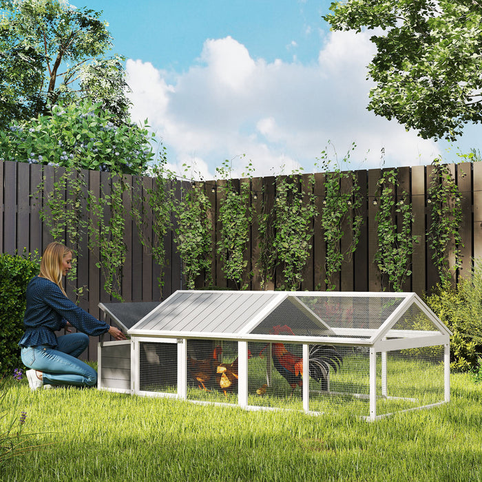 White Wooden Chicken Coop With Nesting Box and Openable Roof for 4-8 Chickens by PawHut