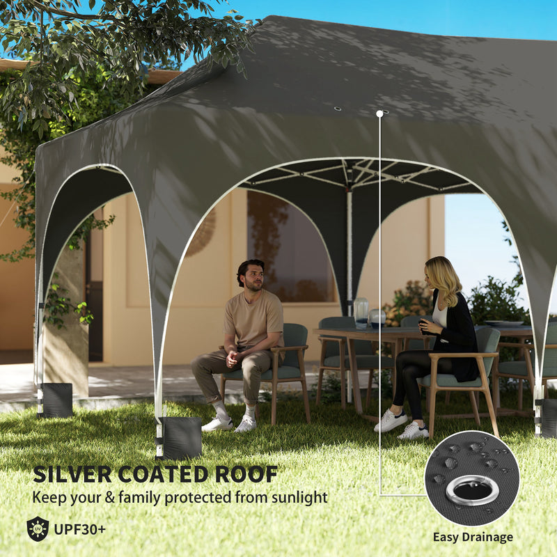Pop Up Gazebo for Garden Parties with Removable Sidewalls and Sun Protection Dark Grey