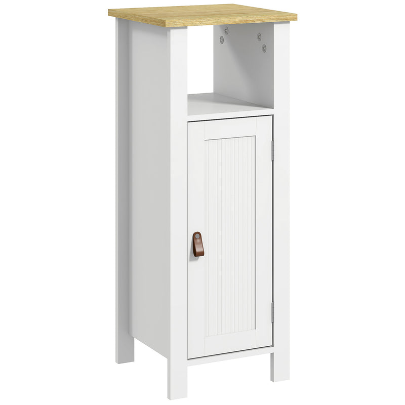 Slim White Bathroom Storage Cabinet With Shelves and Drawer by kleankin