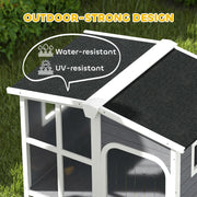 Wooden Dog Kennel with Removable Floor Openable Roof and Large Window Charcoal Grey by PawHut