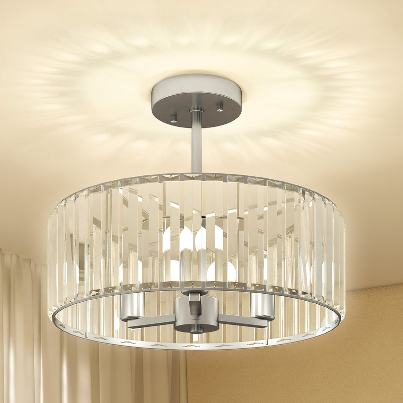 Crystal Ceiling Light for Sparkling Living Room or Hallway Illumination Silver Tone Homcom