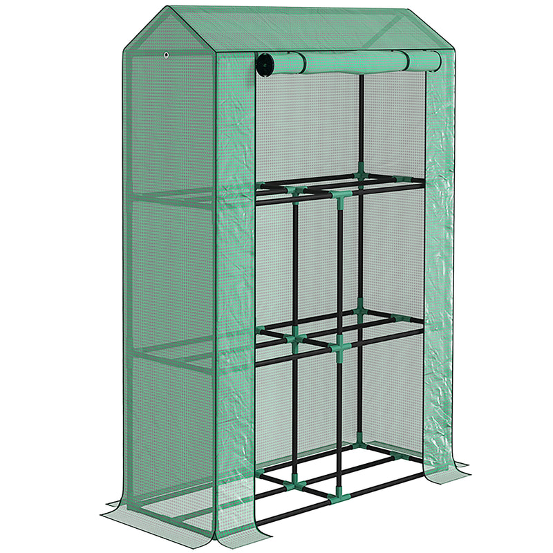 Green Three Shelf Steel Frame Greenhouse 40 x 100cm by Outsunny