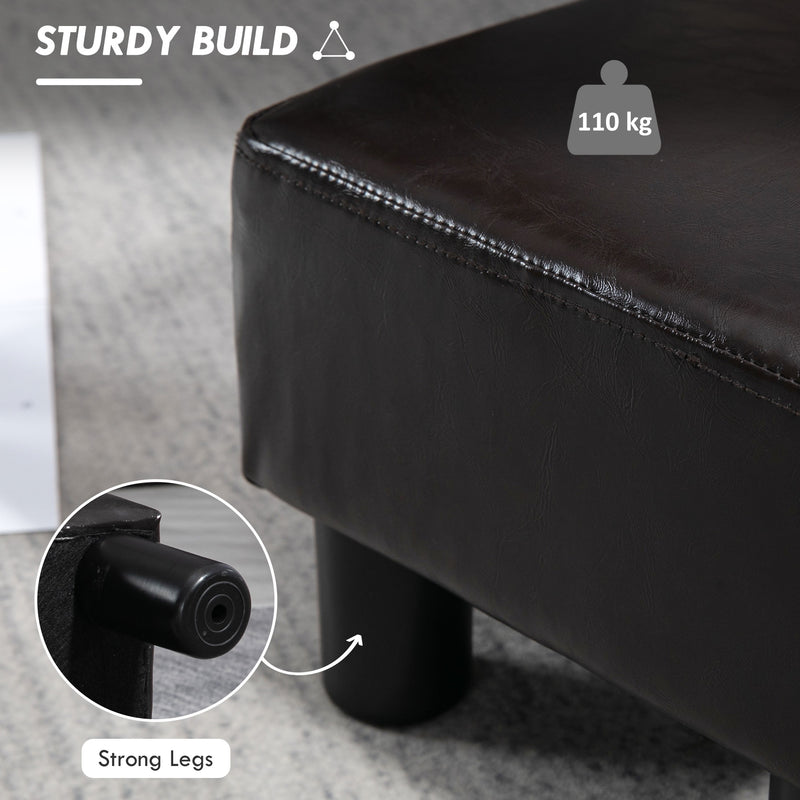 PU Leather Ottoman Footstool Cube with Sturdy Legs for Living Room Comfort, Brown