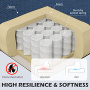 Blue Modern Boxy Linen Look Armchair with Padded Seat by HOMCOM