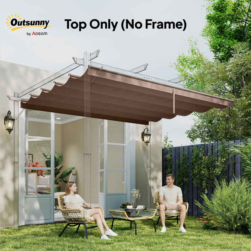 Brown Replacement Canopy for 4x3m Retractable Pergola Frame Sliding Sunshade Roof