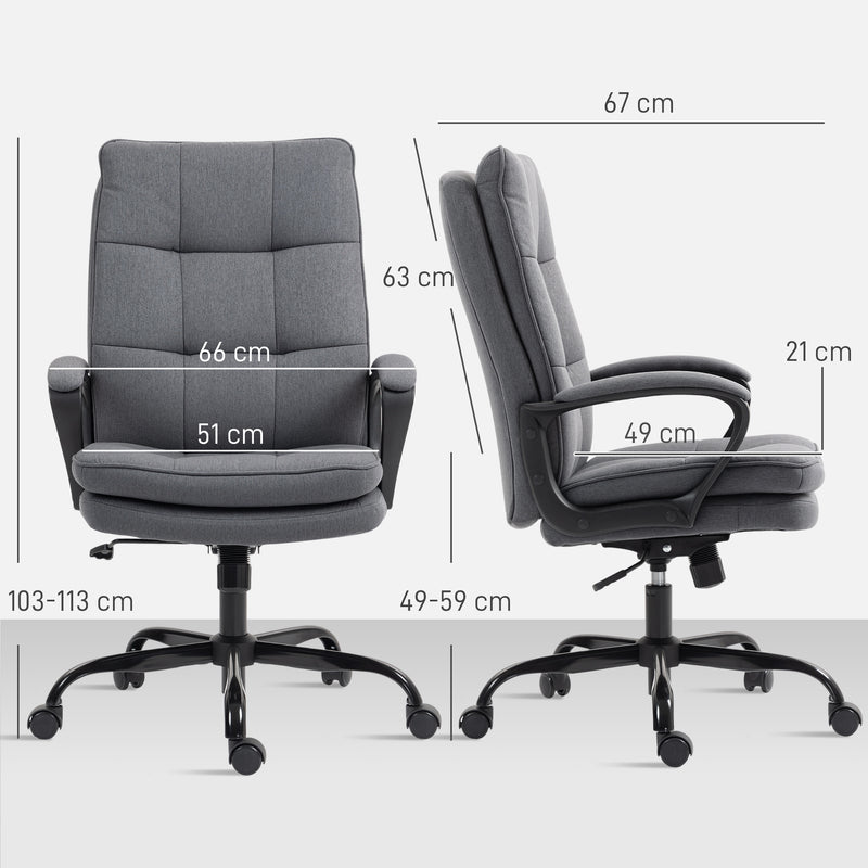Grey Fabric Swivel Office Chair With Double Padded Seat For All Day Comfort