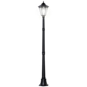 1.9M Black Solar Garden Lamp Post With LED Bulb For Patio Pathway And Walkway Use