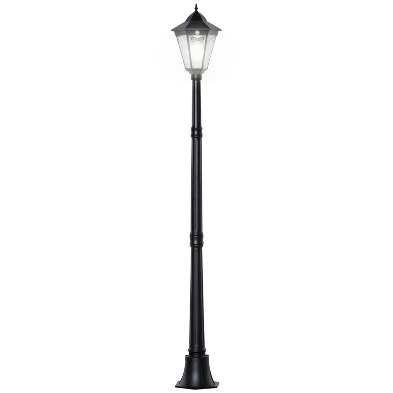 1.9M Black Solar Garden Lamp Post With LED Bulb For Patio Pathway And Walkway Use