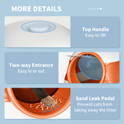 Foldable Cat Litter Tray with Lid Scoop and Deodoriser for Easy Cleaning, Orange