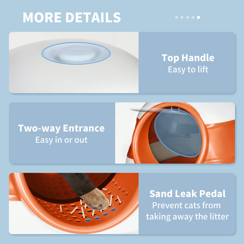 Foldable Cat Litter Tray with Lid Scoop and Deodoriser for Easy Cleaning, Orange
