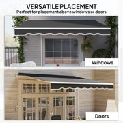 Black Retractable Manual Awning 2.5 x 2m UV-Resistant Weatherproof Shade by Outsunny
