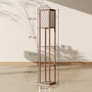 Standing Floor Lamp With Three Storage Shelves For Living Room Or Bedroom, Rustic Brown White AOSOM
