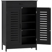 Black Shoe Storage Cabinet For Entryway with Louvered Doors Drawer and Adjustable Shelves 78x37x115cm Homcom