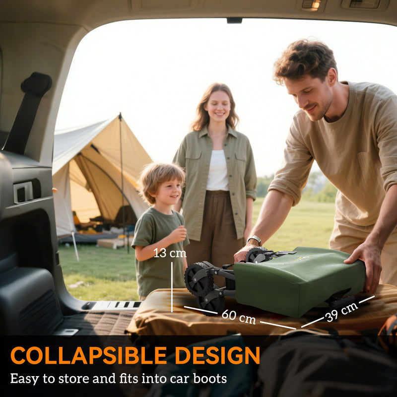 Collapsible Festival Trolley Wagon with Adjustable Handle 60kg Load for Camping Green
