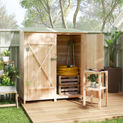 Wooden Garden Storage Shed with Weatherproof Asphalt Roof for Tools and Equipment Natural Outsunny