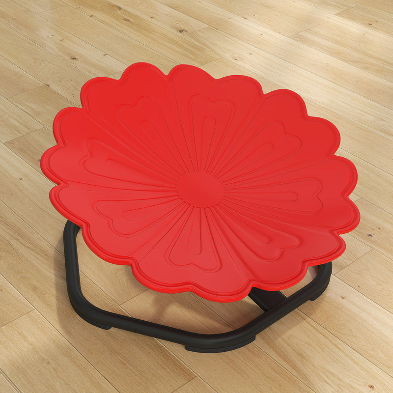 Flower Shaped Sensory Spinning Chair with Non Slip Base for Balance and Coordination Red AOSOM