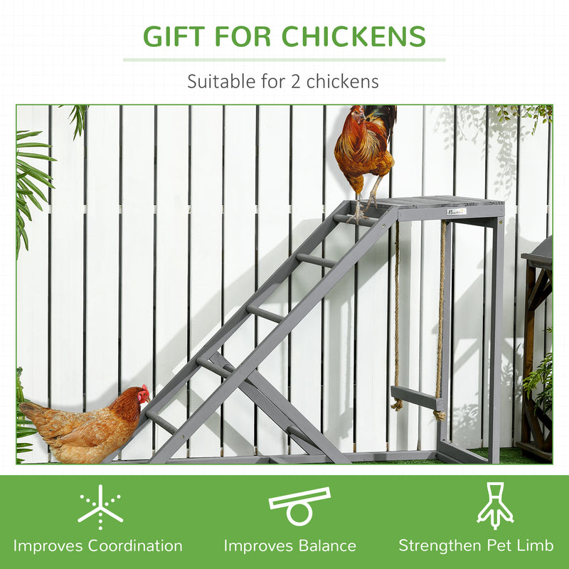 Large Walk In Metal Chicken Coop with Activity Shelf for Outdoor Poultry and Rabbits Grey