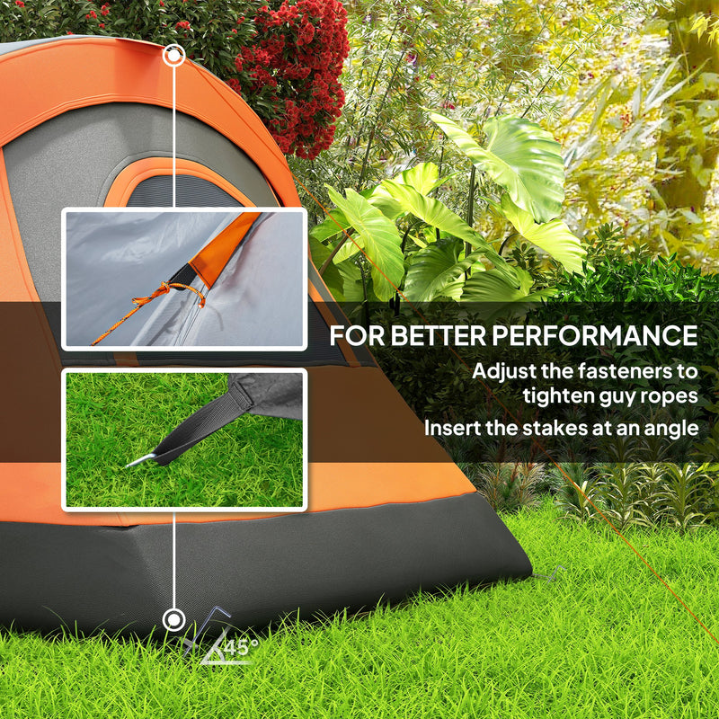 Family Blackout Tent for 6 People with Single Spacious Room and Easy Setup Orange Grey