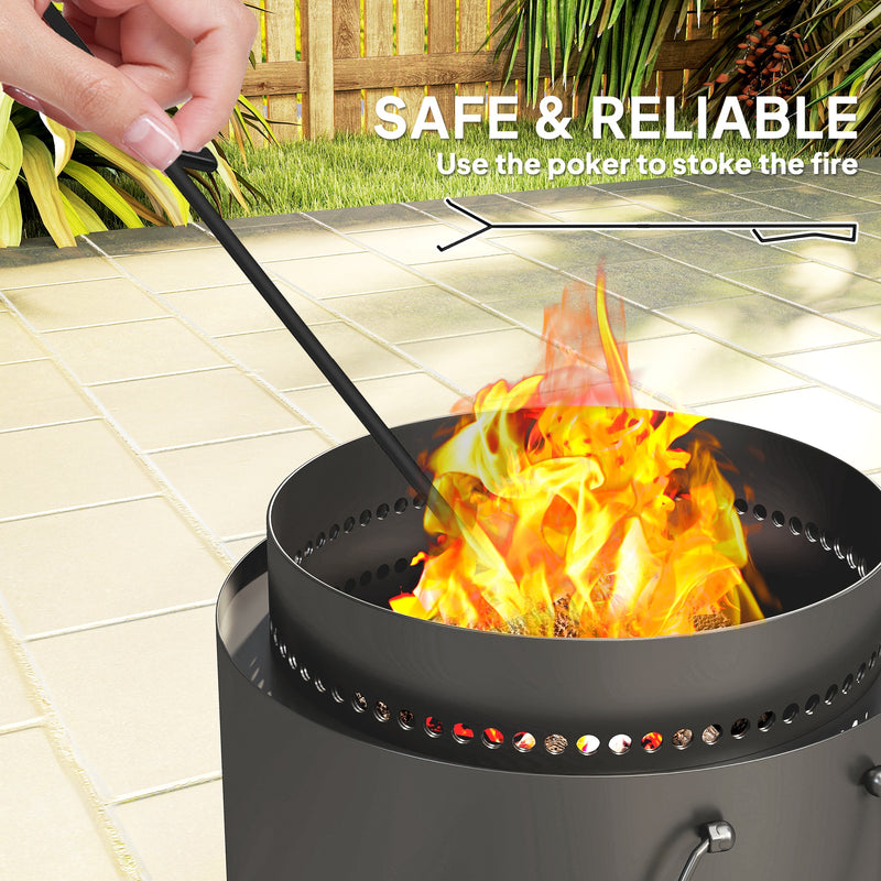 Smokeless Fire Pit with Ash Catcher 37cm Portable Firepit for Garden Camping by Outsunny
