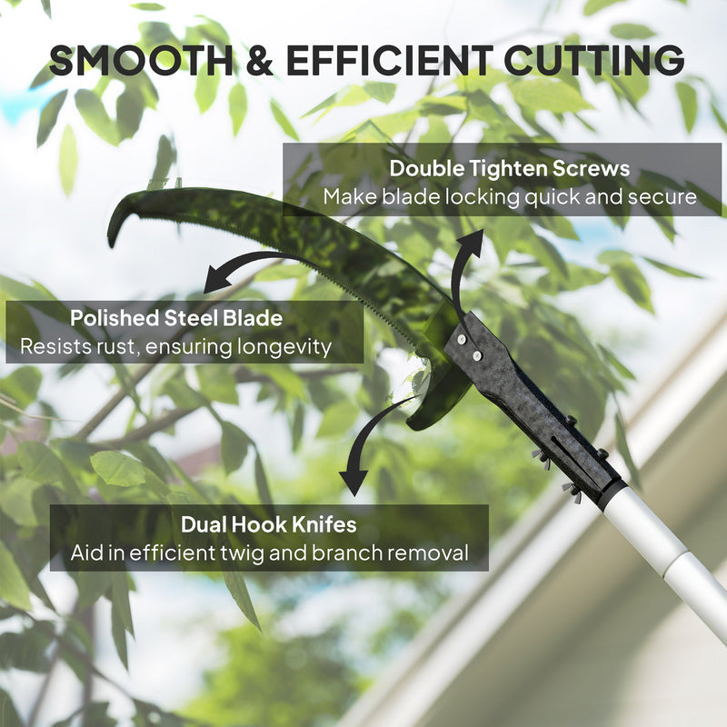 Telescopic Tree Pruner with 40cm Saw Lightweight Pole Saw for High Branch Trimming