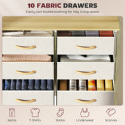 Ten Drawer Fabric Chest for Bedroom or Living Room Storage Solution, Beige