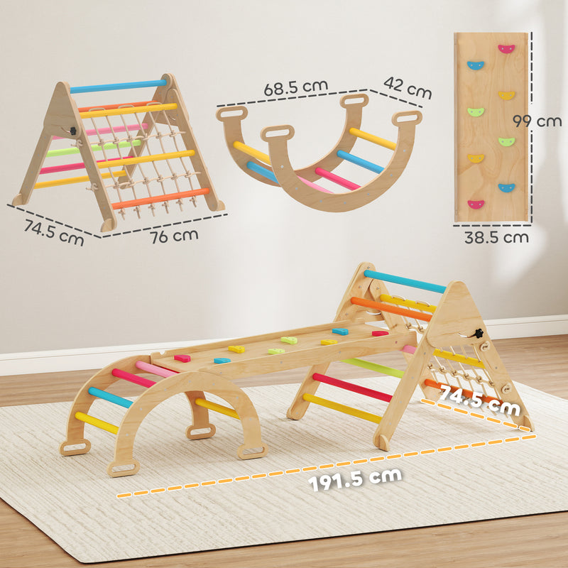 8 in 1 Toddler Climbing Frame with Slide Arch and Ladder for Indoor Play Multicolour AOSOM