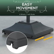 Black 60kg Garden Parasol Base With Wheels Fillable With Water Or Sand For Stability