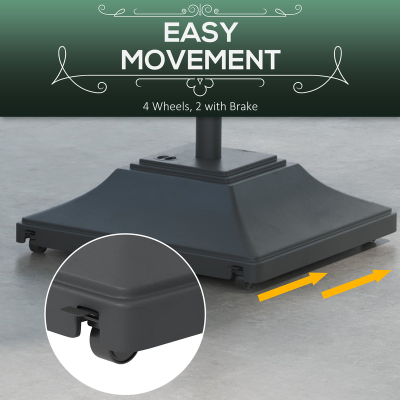 Black 60kg Garden Parasol Base With Wheels Fillable With Water Or Sand For Stability