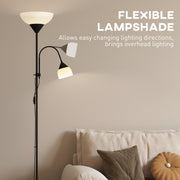 LED Floor Lamp with Adjustable Reading Light for Living Room 180cm Tall Black