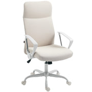 Cream High Back Fabric Office Chair With Padded Seat For Home Or Work Comfort