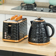 Black 3000W 1.7L Fast Boil Kettle and 2 Slice Toaster Set with 7 Browning Levels