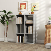 6 Cube Storage Bookshelf With Open Shelves For Home Or Office Organisation Light Grey