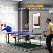 SPORTNOW 9FT Folding Table Tennis Table with Four Wheels, for Indoor Use, Blue AOSOM