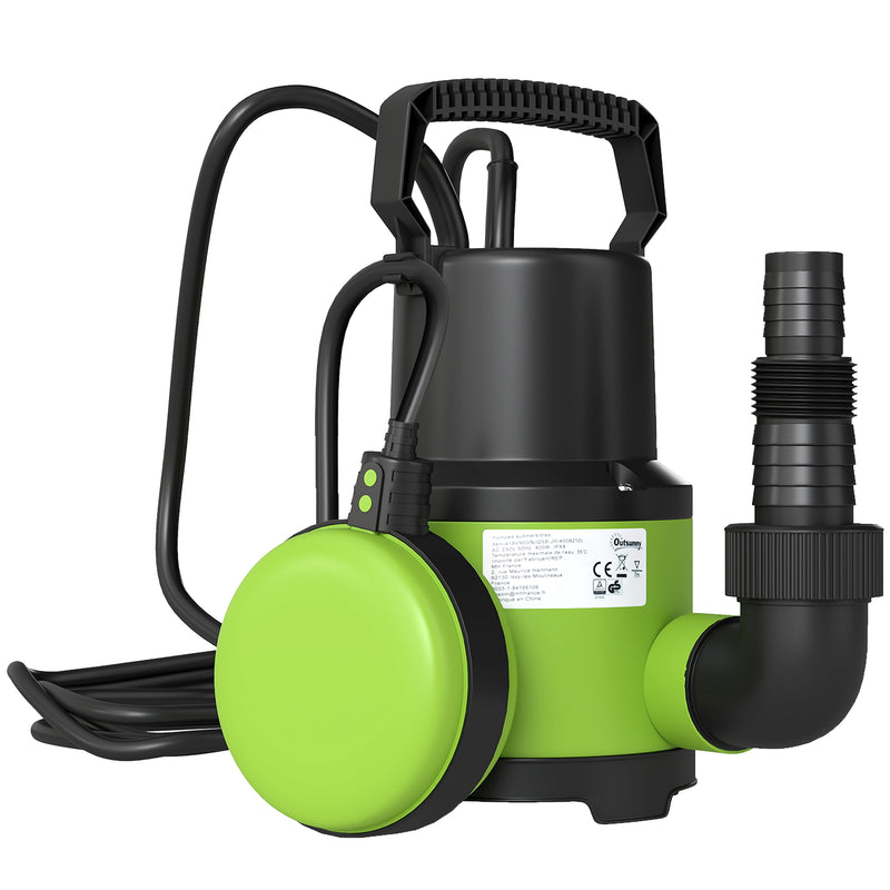 400W Electric Submersible Water Pump with Float Switch for Garden Ponds and Tubs Black AOSOM
