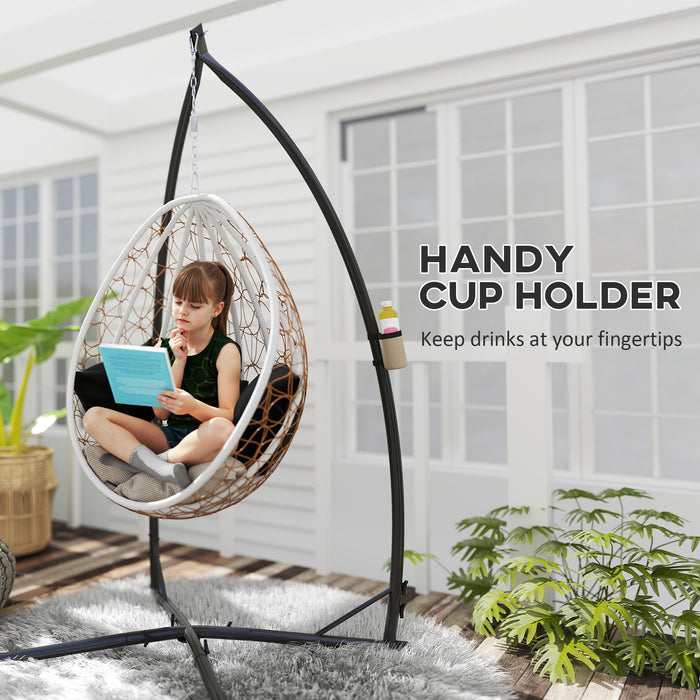 Black Steel Hammock Chair Stand X Shape Base Heavy Duty 150kg Capacity by Outsunny