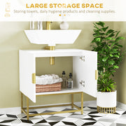 4 Piece White Bathroom Furniture Set With Tall Cabinet and Wall Mounted Storage by Kleankin AOSOM