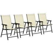 Set of 4 Folding Garden Chairs in Beige Ideal for Outdoor Dining or Relaxing