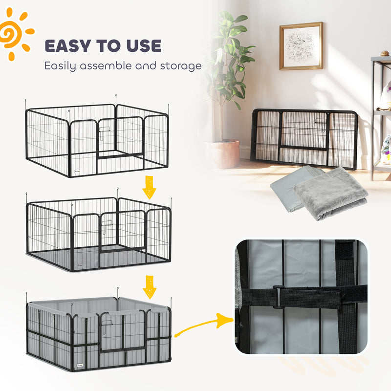 Steel Dog Whelping Box with Washable Pad and Windproof Cloth for Small Medium Dogs Grey