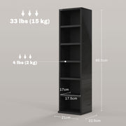 Set of 2 Tall CD Storage Shelves for Media Organisation with High Gloss Finish Black
