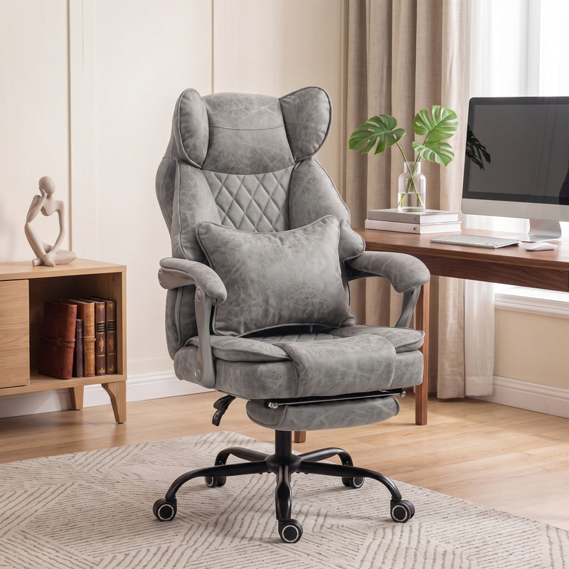 Office Chair for Big and Tall Adults with Wide Seat and Reclining Back Support Grey