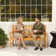 Outsunny Wooden Bench with Liftable Middle Table, Outdoor Bench, Patio Loveseat for Porch, Garden, Seats 2-3 People AOSOM