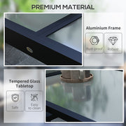 Extending Garden Dining Table Aluminium Frame Tempered Glass Black and Clear by Outsunny
