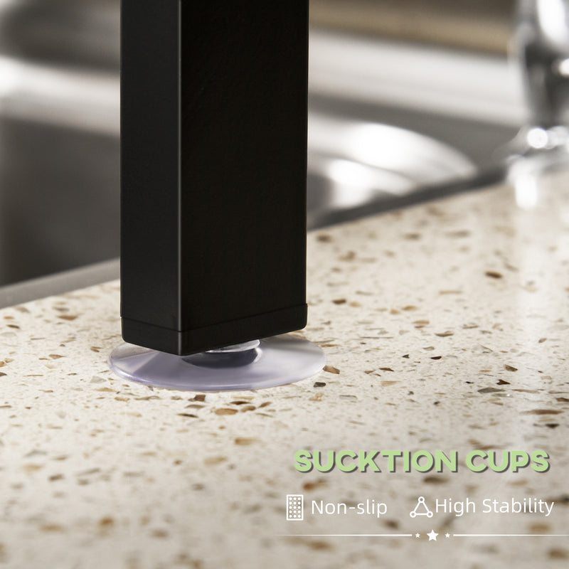 2 Tier Over Sink Dish Drying Rack Adjustable Space Saving Drainer for Kitchen, Black