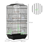 Large Metal Bird Cage with Stand and Swing for Budgies and Parakeets, Black