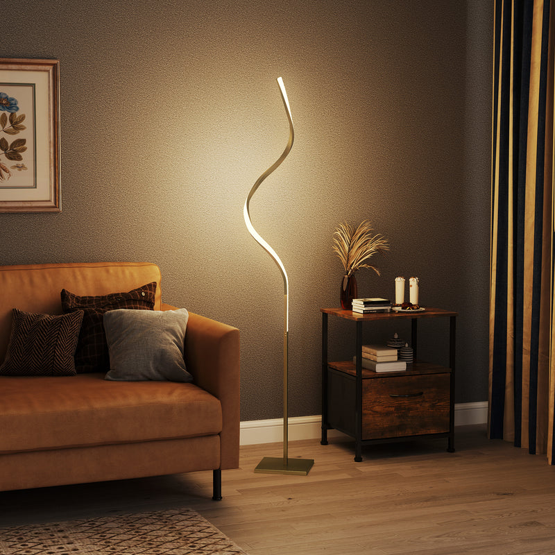 Gold LED Floor Lamp with 3 Brightness Levels Dimmable Standing Light with Foot Switch by HOMCOM