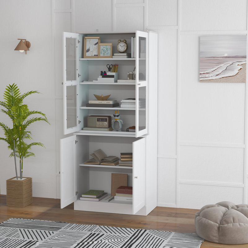 White Double Storage Display Cabinet with Shelves by HOMCOM